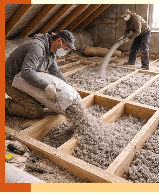 Заполнение полостей чердачного перекрытия в Алапаевске качественно и надёжно