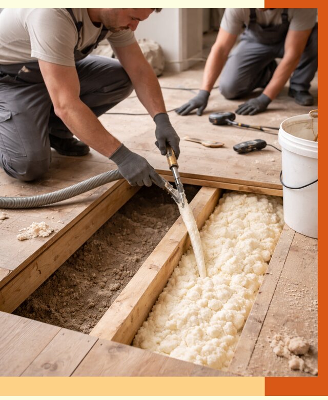 Заполнение пустот пола в Алапаевске от 2890 руб. — утепление пустот пола под ключ | ТепломастерЛпв