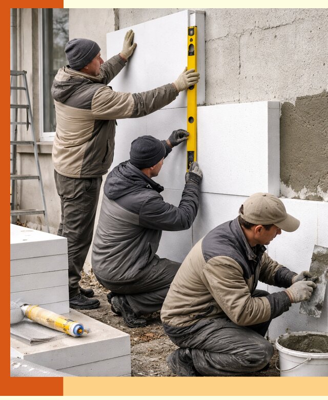 Утепление пенопластом наружных стен и фасадов в Алапаевске